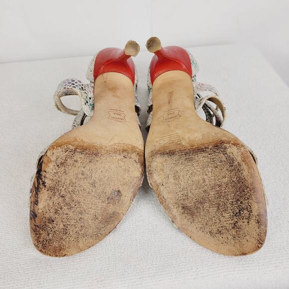 Stuart Weitzman womens rainbow snakeskin strappy high heel sandal size 8.5 - Picture 8 of 11